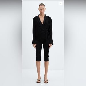 Mango Black Wrap Blouse